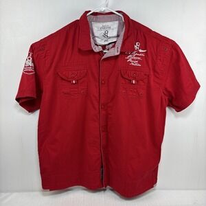 Parish Nation Red Mens 4XL Short‎ Sleeve Republic Of Pioneers Embroidered Back